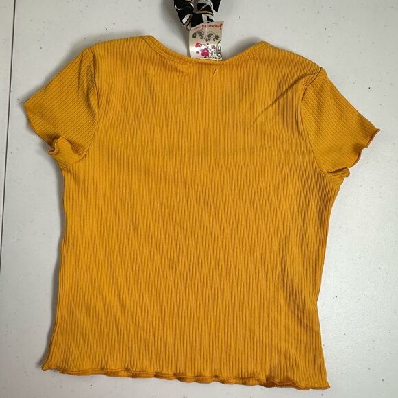 NWT Jenna & Jessie 2Pc Yellow Butterfly Top and Black Striped Shorts Set Size 10 - Picture 6 of 11